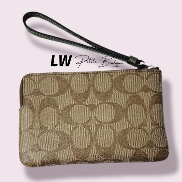 Coach Signature PVC Leather Corner Zip Wristlet - Picture 2 of 5